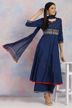 Indigo Viscose Rayon Kalidar Kurta image number 0