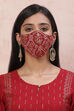 Maroon Art Silk Face Mask image number 0