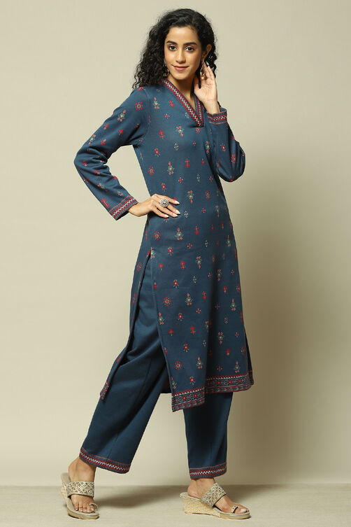 Deep Red Jacquard Straight Printed Kurta Palazzo Suit Set image number 5