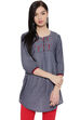 Grey Straight Cotton Short Kurti image number 0