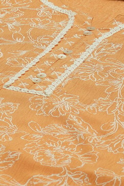 Orange LIVA Woven Straight Kurta Suit Set image number 1