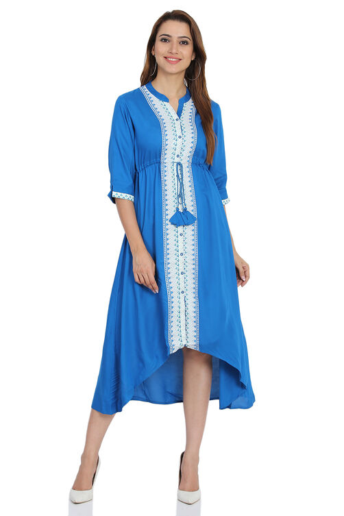 Blue Asymmetric Viscose Dress image number 0