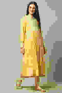 Yellow Rayon Slub Straight Dress image number 4