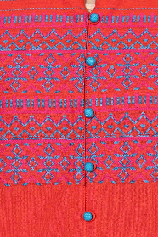 Orange Straight Poly Cotton Kurta image number 1