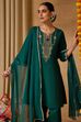 Green Viscose Blend A-Line Solid Suit Set image number 8