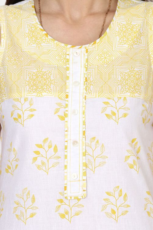 White Straight Cotton Kurta image number 4
