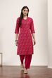Pink Viscose Rayon Kurta Pants Set image number 6