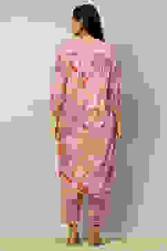 Pink Floral Printed Straight Co-ord Set image number 4