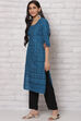 Indigo Cotton Straight Kurta image number 2