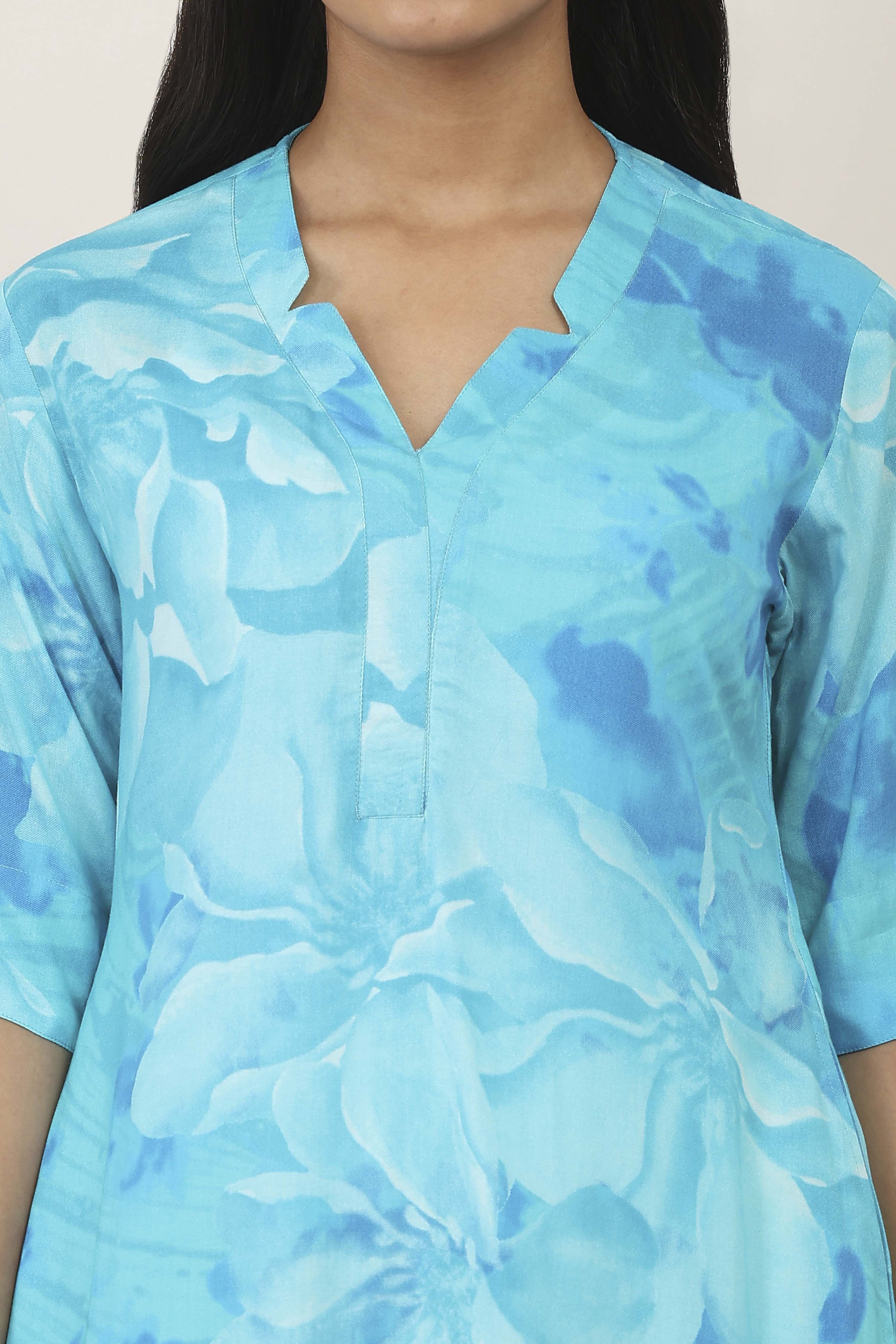 Blue Rayon Straight Kurtas image number 1