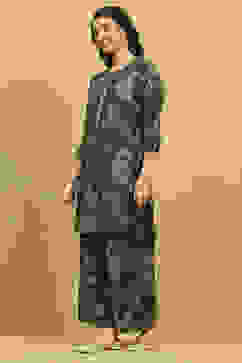 Green Viscose Blend Printed Straight Co-ord Set image number 3