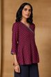 Red Viscose Blend Regular Printed Top image number 5