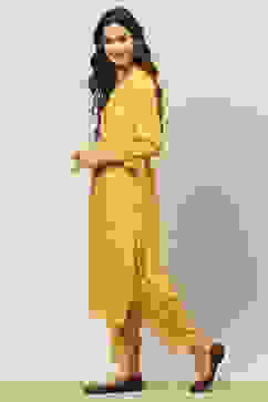 Yellow Rayon Straight Printed Kurta Salwar Suit Set image number 3