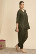 Green Viscose Blend Asymmetric Printed  image number 0