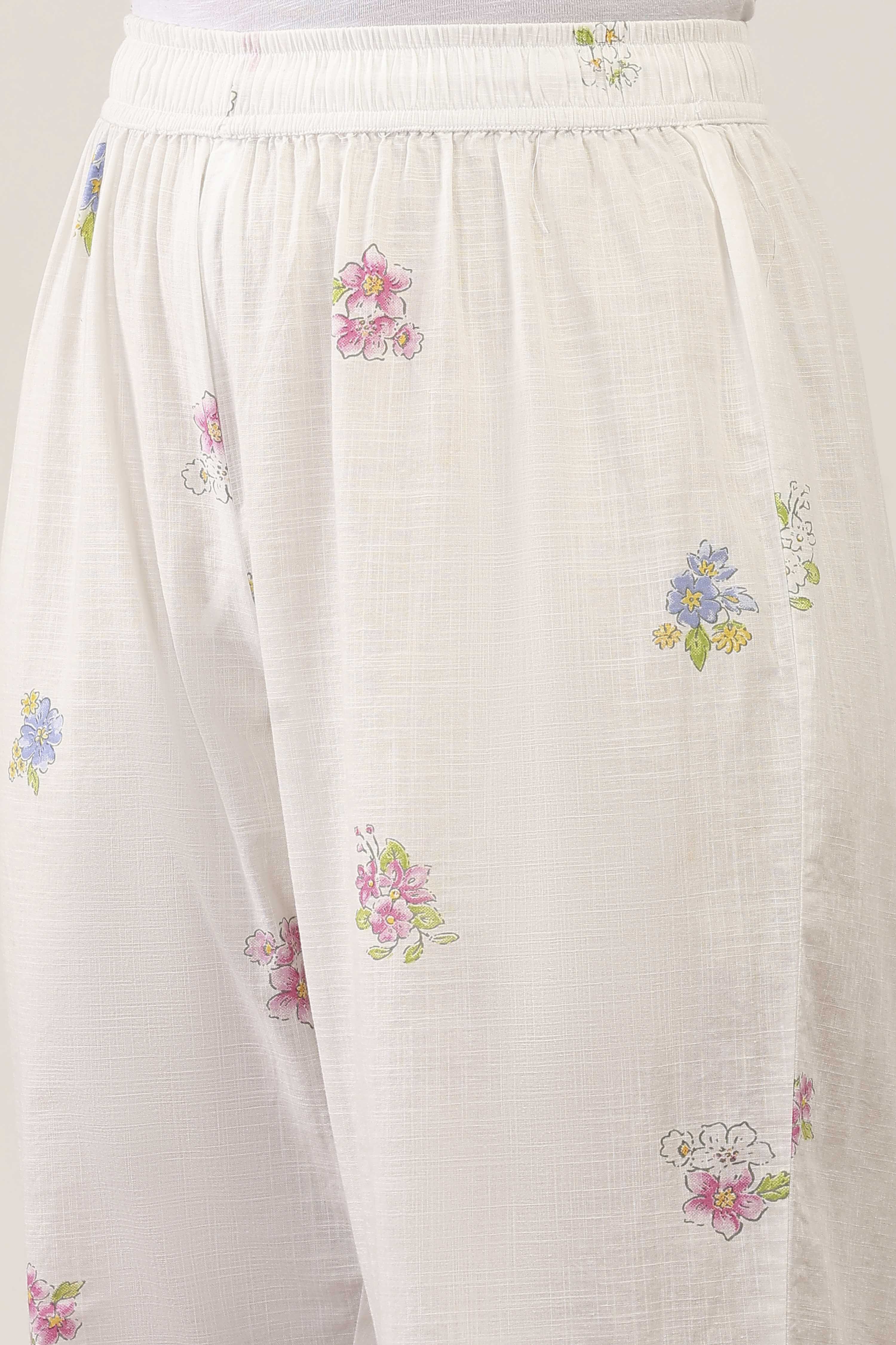 White Cotton Kurta Pants Set image number 2