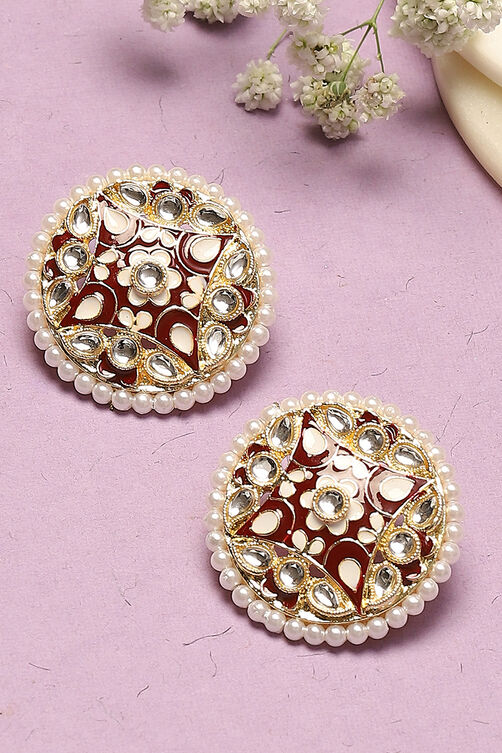 Maroon Alloy Earrings image number 0