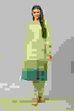 Green LIVA Straight Printed Kurta image number 5