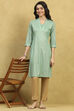 Green Viscose Rayon Printed Straight Kurta image number 0