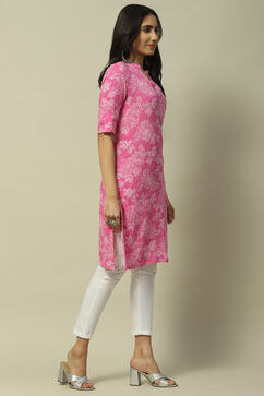 Pink Rayon Staight Kurta image number 4