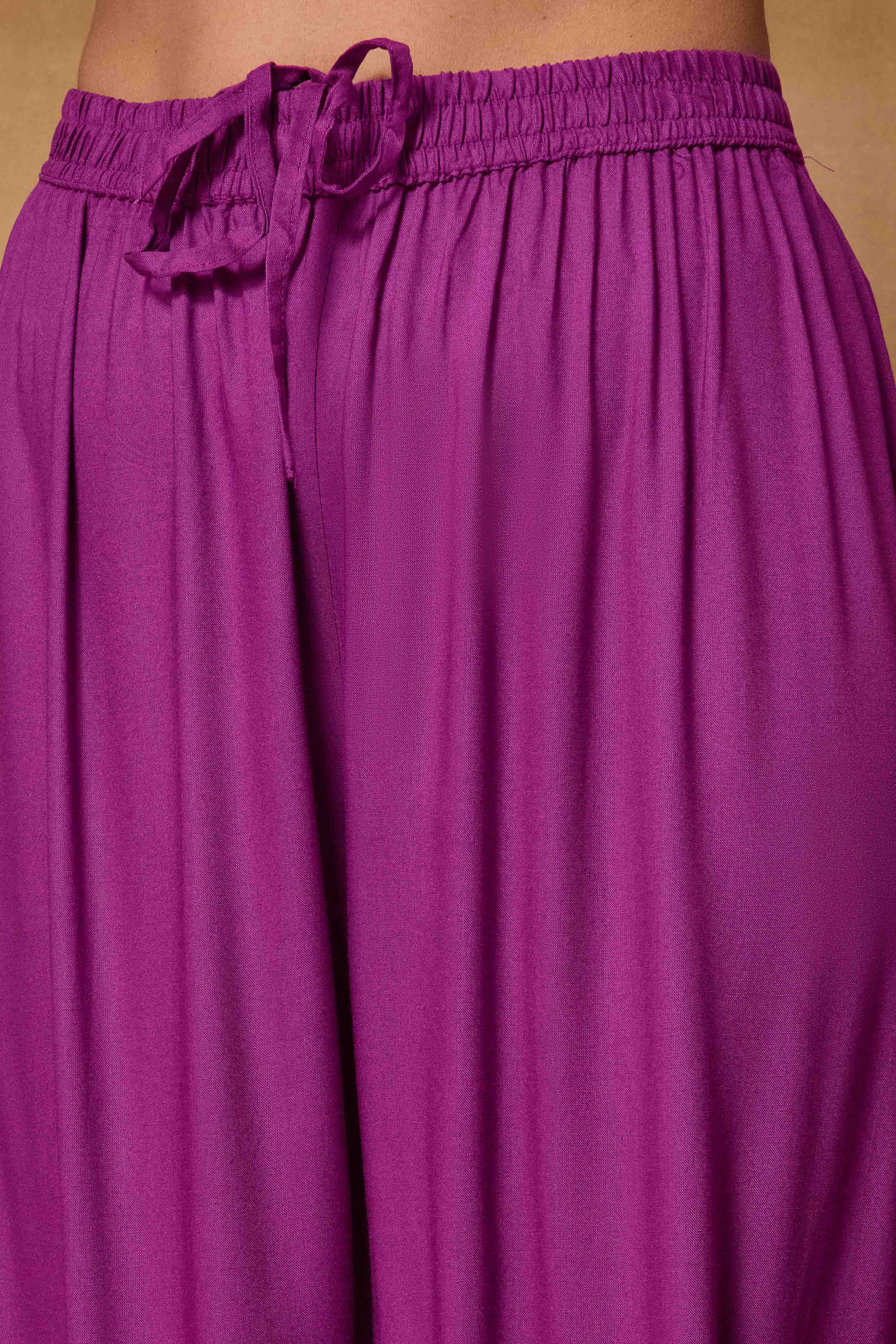Purple Viscose Rayon Straight Printed Kurta Pants Set image number 2