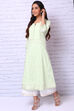 Mint Green Cotton Slub A Line Kurta image number 1