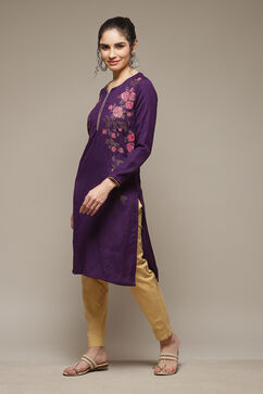 Phalsa Acrylic Straight Kurta image number 3