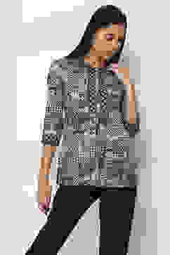 Indigo Cotton Printed Straight Top image number 5