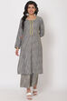 Grey Cotton Straight Suit Set image number 0