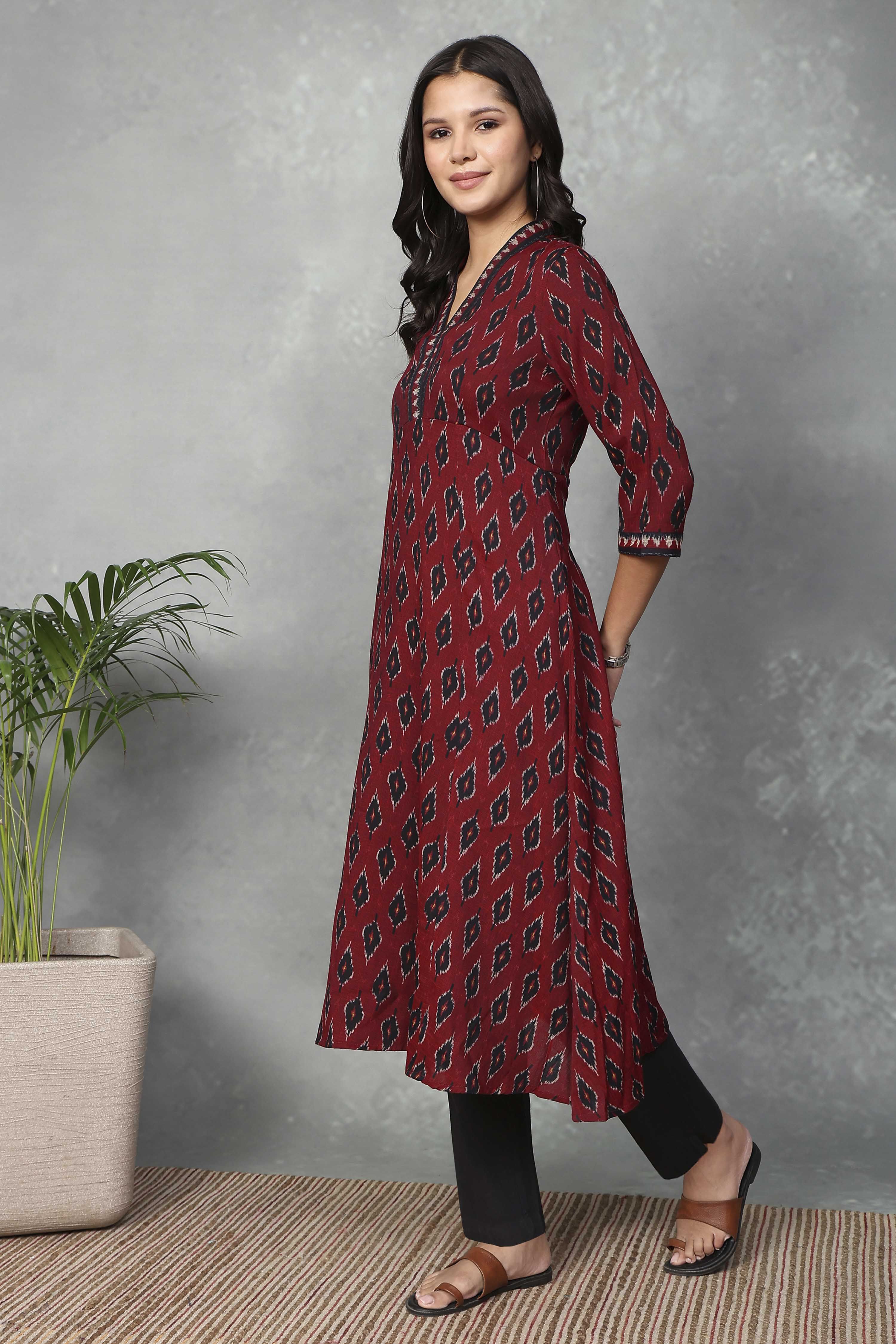 Navy Blue Viscose Polyester A-line & Kalidar Kurtas image number 2