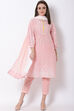 Peach Cotton Straight Kurta image number 4