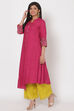 Pink Viscose Rayon A Line Kurta image number 2