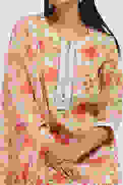 Beige and Pink Floral Straight Suit Set image number 1