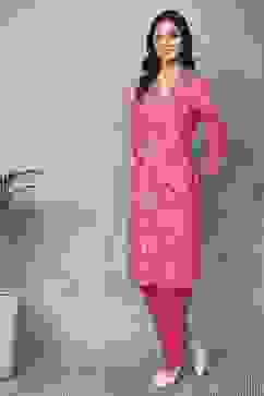 Pink Rayon Straight Kurtas image number 0