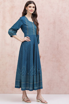 Teal Blue LIVA Kalidar Dress image number 3