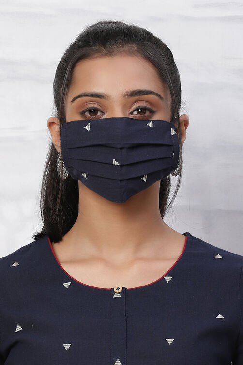 Navy Blue Poly Cotton Face Mask image number 0