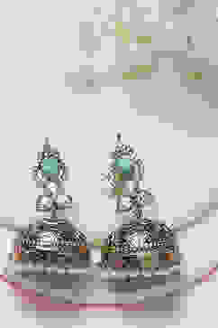 Turquoise Brass Jhumka image number 0