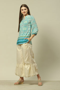 Off White Viscose Loose Printed Sharara image number 0