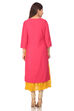 Pink Flared Poly Cotton Kurta image number 5