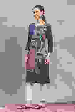 Blue Viscose Rayon Printed Straight Kurta image number 2