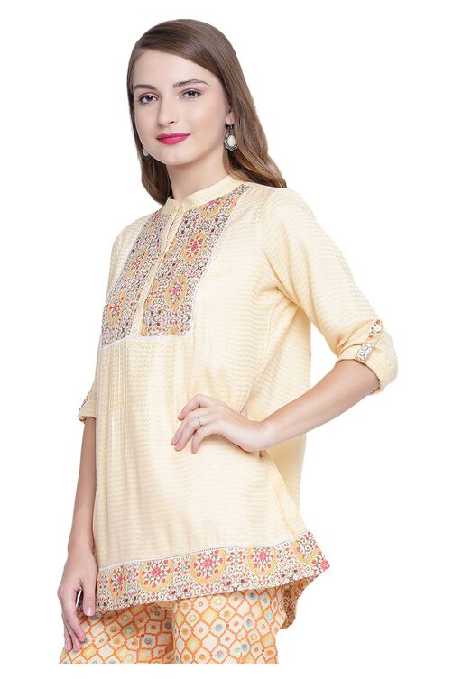 Beige A-Line Viscose Indie Top image number 2