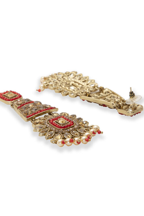 Red Metal Brass Earring image number 2