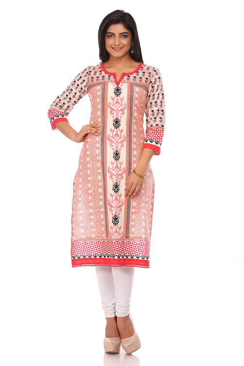 Beige Cotton Straight Kurta image number 0