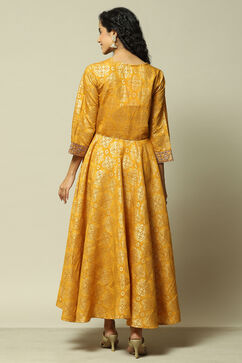Yellow LIVA Straight Printed Dress image number 3