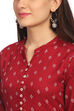 Maroon Flared Viscose Dress image number 6