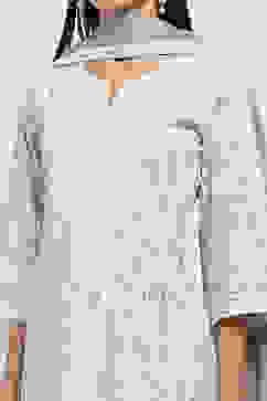 Blue Cotton Printed Straight Suit Set image number 1