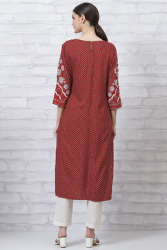 Rust LIVA Straight Kurta image number 4