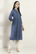 Indigo Viscose Rayon Flared Kurta image number 4