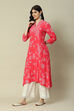 Pink LIVA Straight Printed Kurta image number 2