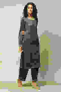 Green Acrylic Straight Printed Kurta Palazzo Suit Set image number 5