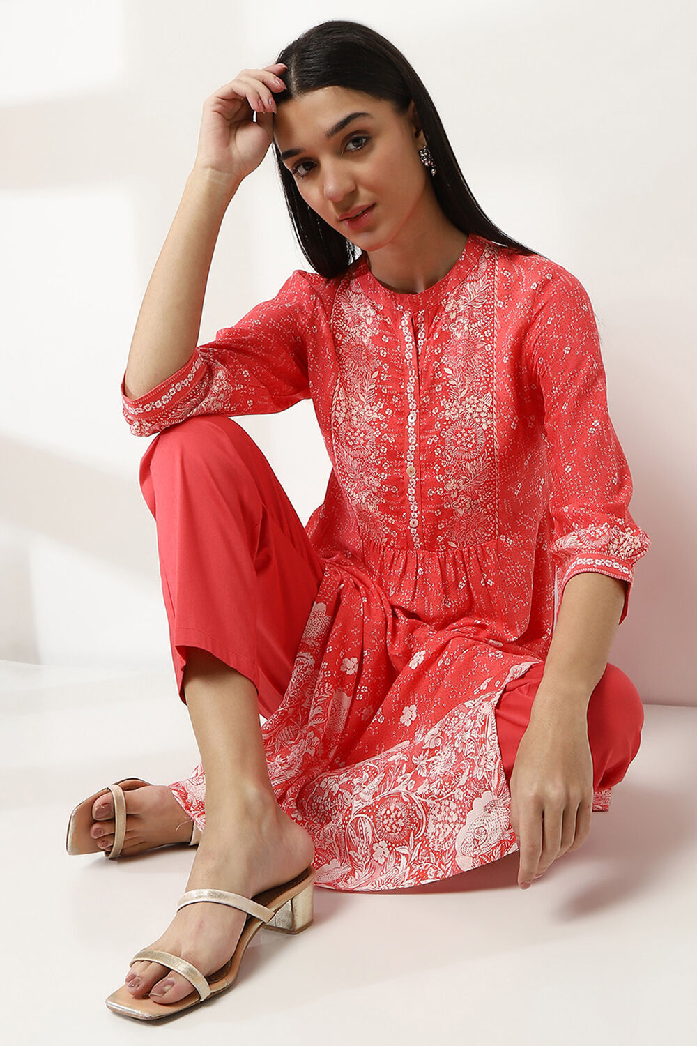 Coral Printed Straight Kurta image number 0
